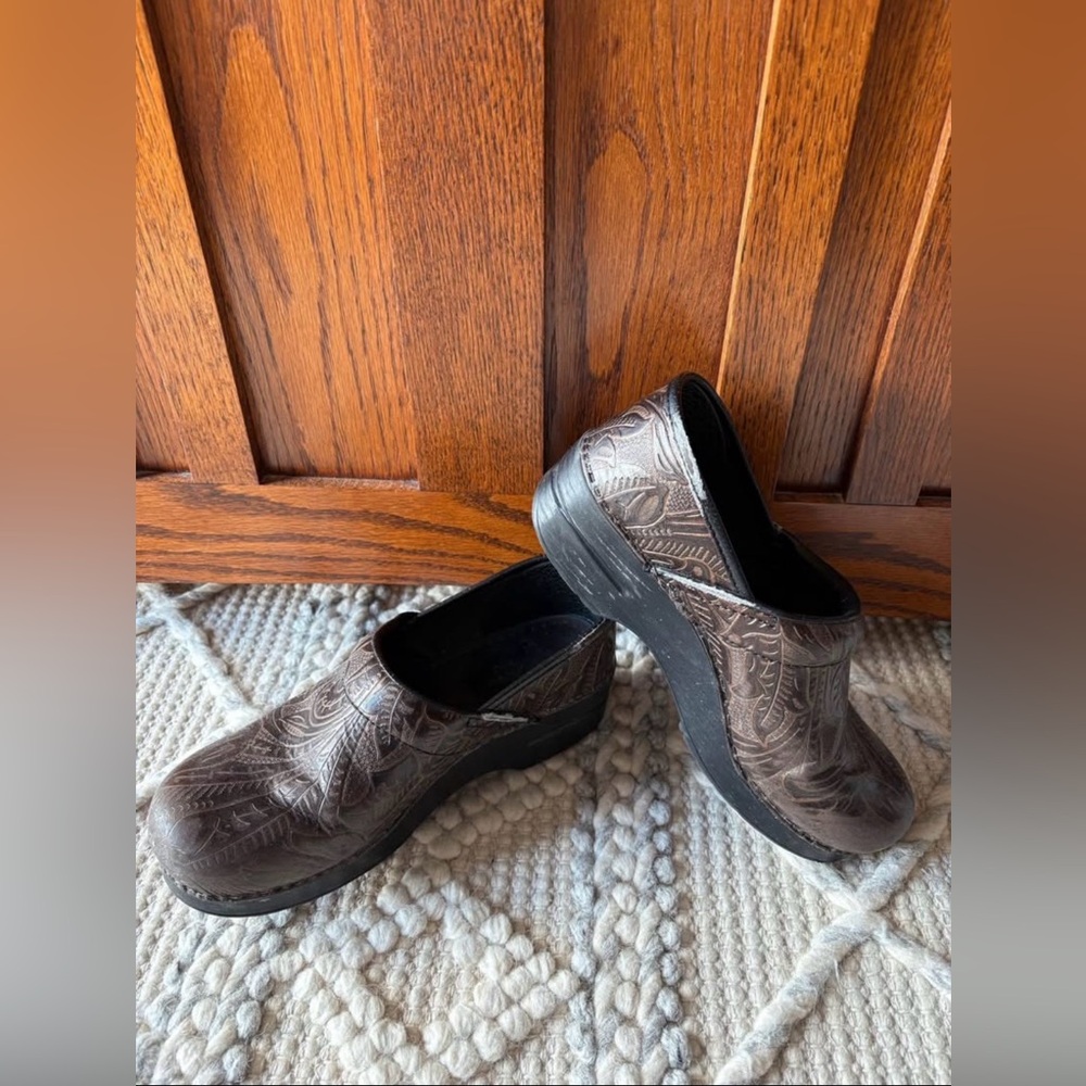 Dansko Brown Patterned Mules